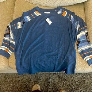 Blue multi long sleeve mix tee